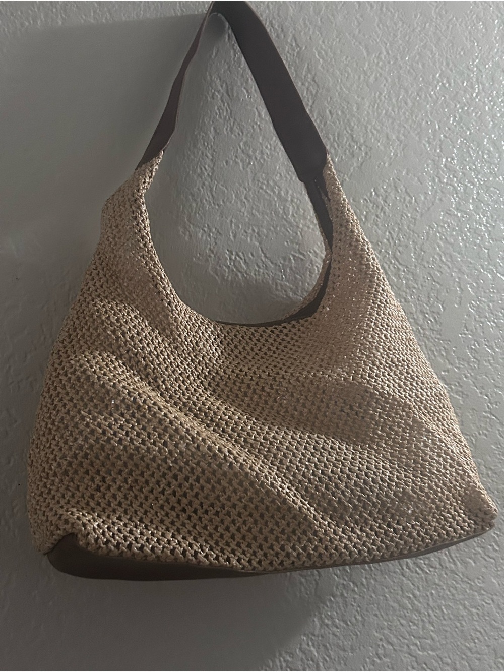 Woven Straw Hobo Bag - Natural - Picture 2 of 2